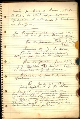 Anotações lacônicas de despachos de Thomas Sumter Jr. e de John J. Appleton a John Quincy Adams