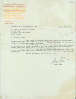 Carta, em espanhol, de Angel Rama a Sérgio Buarque de Holanda