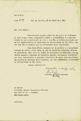 Carta de Rodrigo Mello Franco de Andrade a Sérgio Buarque de Holanda