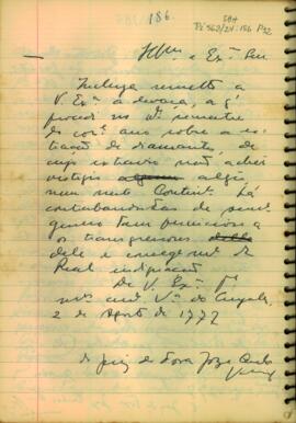 Carta de José Carlos Vasconcelos a D. Luis de Albuquerque de Melo Pereira e Caceres