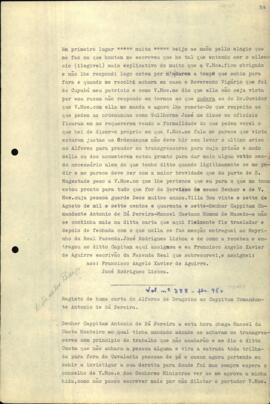 Registro de uma carta de Luiz Pimentel de Souza