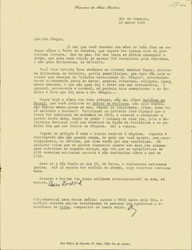 Carta de Francisco de Assis Barbosa a Sérgio Buarque de Holanda