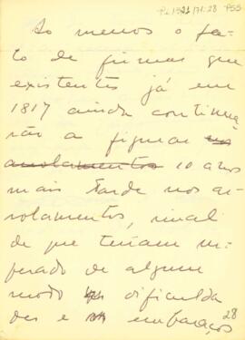 Anotações de Sérgio Buarque de Holanda comentando o poder aquisitivo da população em 1817