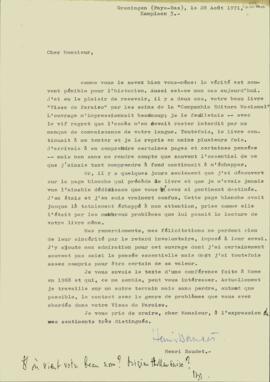 Carta, em francês, de Henri Baudet a Sérgio Buarque de Holanda