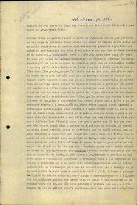 Registro de uma carta do Capitão Comandante dos Dragões Antônio de Sá Pereira