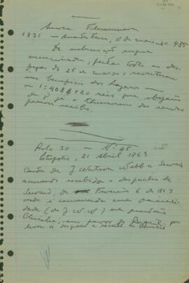 Resumo de uma carta de J. Watson Webb a [Seward] referindo-se à questão Christie