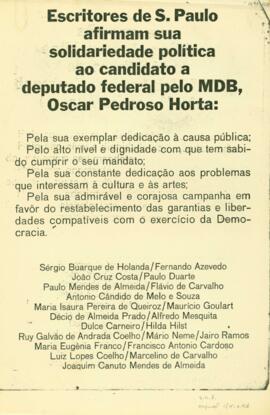 Panfleto de solidariedade política dos escritores de São Paulo