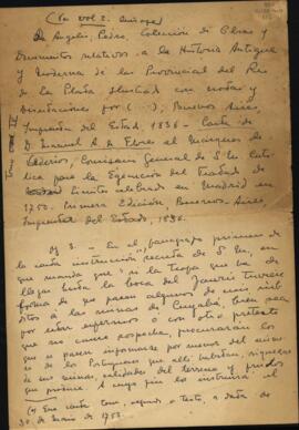Fragmentos da "Carta de D. Manuel A. de Flores ao Marquês de Valderios, Comissário General de S. Majestade Católica para la equacion del Tratado de Limites celebrado em Madrid em 1750"