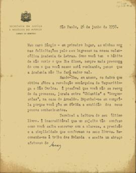 Carta de Oscar Pedroso Horta a Sérgio Buarque de Holanda