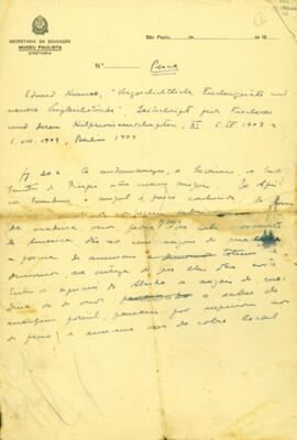 Fragmentos, em alemão, do livro "Vargechichtliche Fischengerõte und naiere Vergleichstcke"