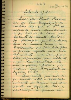Carta de Martinho de Melo e Castro a D. Luis de Albuquerque de Melo Pereira e Caceres