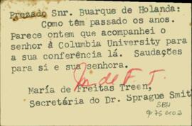 Carta de José Roberto de Macedo Soares a Sérgio Buarque de Holanda