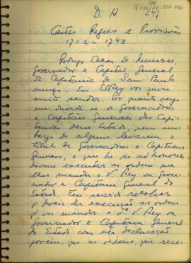 Carta Régia a Rodrigo Cesar de Menezes
