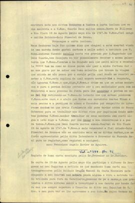 Registro incompleto de uma carta de Manoel Caetano Homem de Macedo
