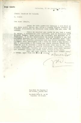 Carta de Jorge Amado a Sérgio Buarque de Holanda