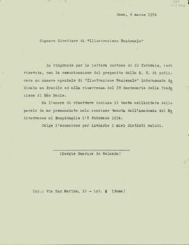Carta de Sérgio Buarque de Holanda ao Diretor de “Illustrazione Nazionale”