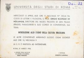 Convite da Universitá degli Studi di Roma