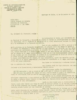 Carta, em espanhol, de Eugenio Pereira Salas a Sérgio Buarque de Holanda