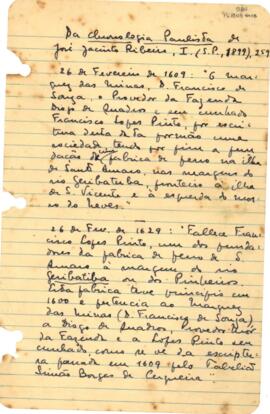 Fragmento do livro "Chronologia Paulista"