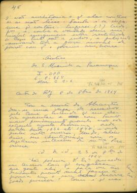 Fragmento de carta de Saldanha Marinho a Paranaguá