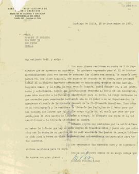 Carta, em espanhol, de Eugenio Pereira Salas a Sérgio Buarque de Holanda