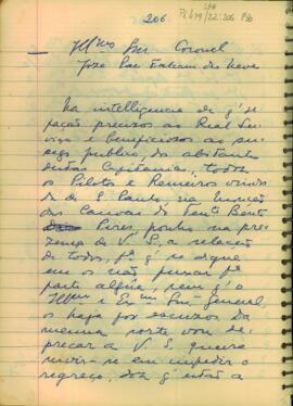 Carta de Cândido Xavier de Almeida e Souza ao Coronel José Paes Falcão das Neves