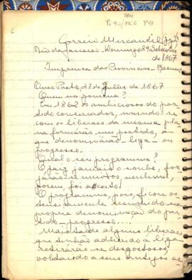 Excerto de artigo de jornal sobre a situação política em 1867