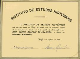 Título de Membro Honorário do Instituto de Estudos Históricos