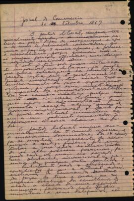 Artigo de jornal contendo declaração do Partido Liberal a respeito do seu posicionamento no desenrolar da Guerra do Paraguai