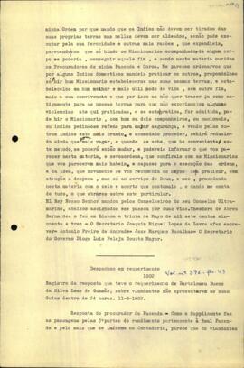 Registro da carta de Antônio Araujo Lara