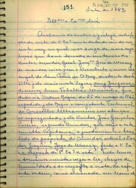 Carta dos vereadores da Câmara da Vila de Cuiabá a D. Luis de Albuquerque de Melo Pereira e Caceres