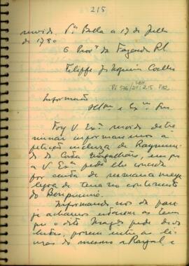 Parecer do Juiz Presidente e Oficiais da Câmara da Vila de Cuiabá a D. Luis de Albuquerque de Melo Pereira e Caceres