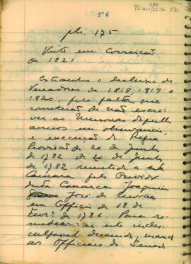 Correição determinando a convocação dos vereadores para escreverem as memórias que faltaram referentes aos anos de 1818 a 1820