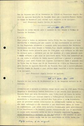 Registro de uma carta de Manoel Caetano Homem de Macedo