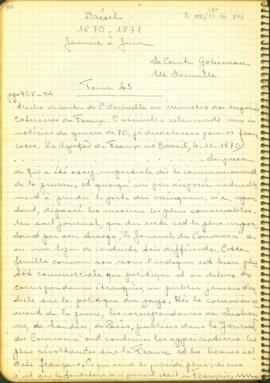 Fragmento de carta, em francês, de P. [Hocmelle] ao Ministro dos Negócios Exteriores da França