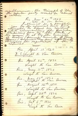 Notas sobre correspondências de D. C. Wright a Martin Van Buren