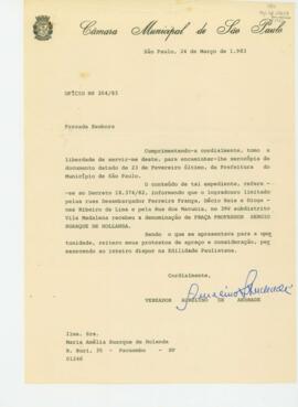 Ofício de Aurelino de Andrade a Maria Amélia Alvim Buarque de Holanda.