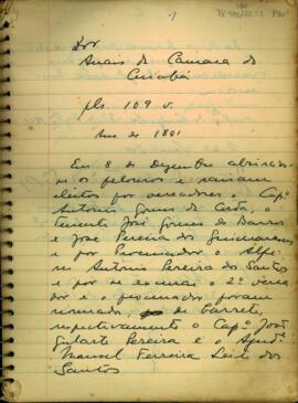 Memória dos vereadores da Câmara de Cuiabá, 1801