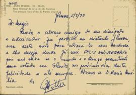 Cartão postal de José Sebastião Witter a Sérgio Buarque de Holanda