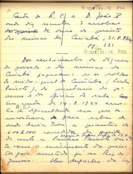 Resumo de carta de D. Rodrigo Cesar a D. João V