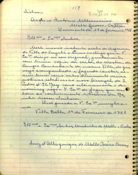 Carta de D. Luis de Albuquerque de Melo Pereira e Caceres a Martinho de Melo e Castro
