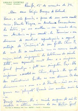 Carta de Amaro Quintas a Sérgio Quintas a Sérgio Buarque de Holanda
