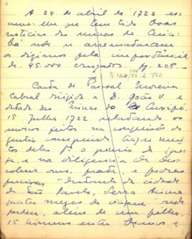 Fragmentos e resumo de carta de Pascoal Pereira Cabral a D. João V