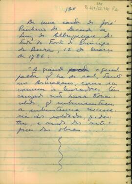 Carta de José Pinheiro de Lacerda a Luís de Albuquerque de Melo Pereira e Caceres