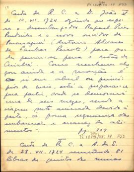 Resumo de carta de D. Rodrigo Cesar a D. Aires de Saldanha