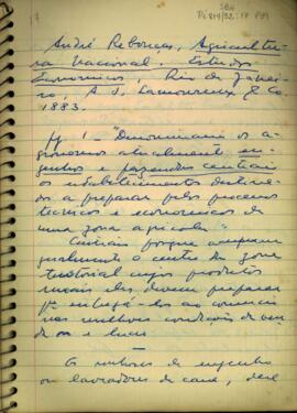 Fragmentos do livro "Agricultura Nacional - Estudos Econômicos"