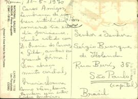 Cartão postal de Maria Isaura a Sérgio Buarque de Holanda