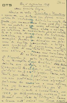 Carta de Octávio Tarquínio de Souza a Sérgio Buarque de Holanda