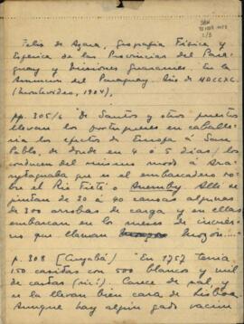 Fragmentos, em espanhol, do livro "Geografia física y esferica de las Províncias del Paraguai y missiones Guaranies en la Assuncion del Paraguai em 1790"