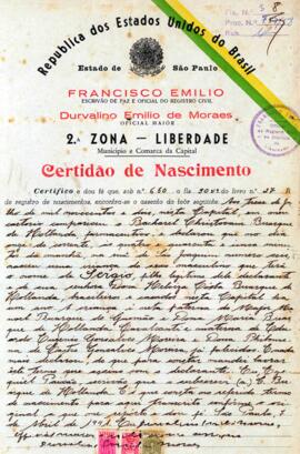 Certidão de nascimento de Sérgio Buarque de Holanda